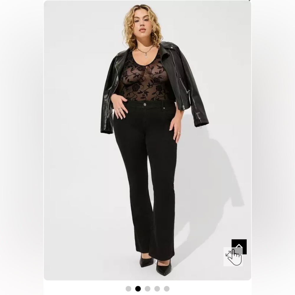 Torrid Black Flocked Mesh V-Neck Bodysuit